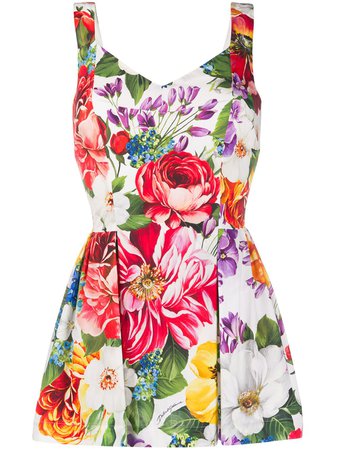 Shop white Dolce & Gabbana floral print short dress with Express Delivery - Farfetch