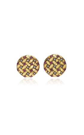 Simon Teakle Gold And Ruby Earrings