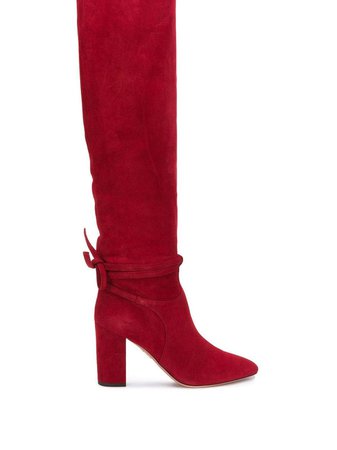 Red Aquazzura Milano Knee-high Boots | Farfetch.com