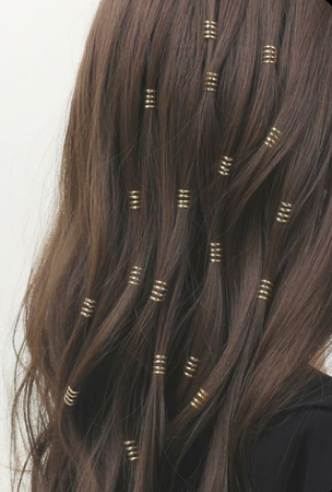 gold thread brown hair