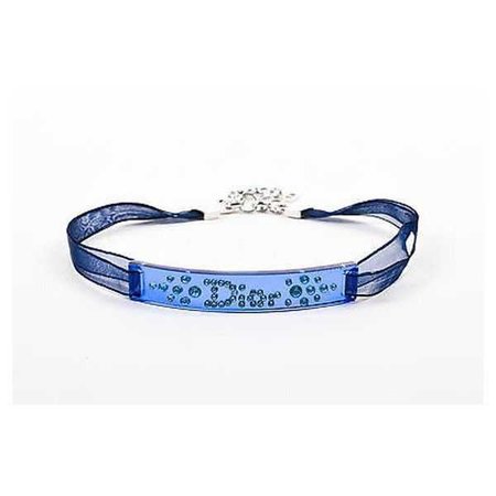 Vintage Christian Dior Blue Lucite Crystal Embellished Logo Ribbon Choker