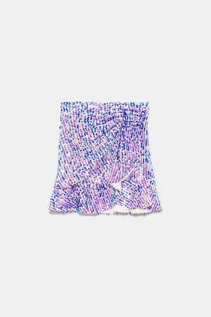 MINI SKIRT WITH SEQUINS AND RUFFLES - View All-SKIRTS-WOMAN | ZARA United States blue