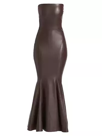 Shop Norma Kamali Strapless Fishtail Faux Leather Gown | Saks Fifth Avenue