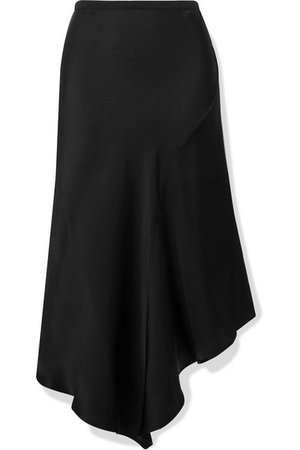 Anine Bing | Bailey asymmetric silk-satin midi skirt | NET-A-PORTER.COM