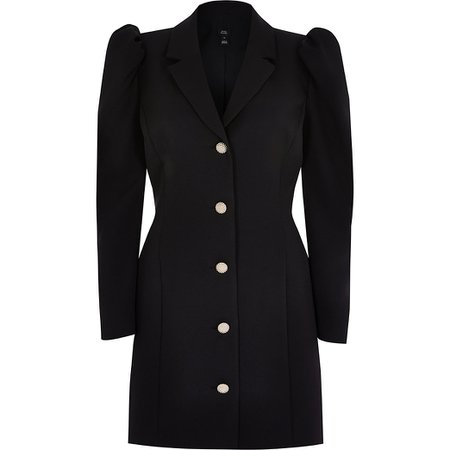 Black long sleeve blazer dress | River Island
