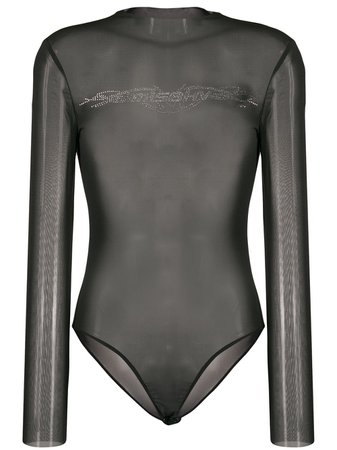 MISBHV Crystal Logo Sheer Bodysuit - Farfetch