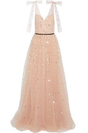 Bow-embellished sequined tulle gown | MONIQUE LHUILLIER | Sale up to 70% off | THE OUTNET