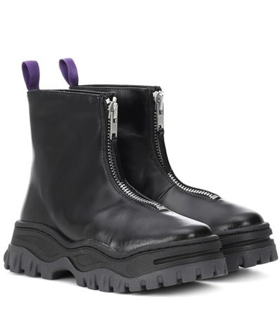 Raven platform leather ankle boots