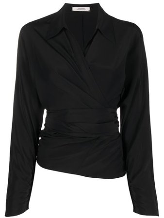 Black Dorothee Schumacher Fluid Volumes wrap-style blouse - Farfetch