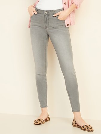 Mid-Rise Gray-Wash Super Skinny Jeans for Women | Old Navy