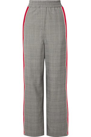 CALVIN KLEIN 205W39NYC | Striped Prince of Wales checked wool straight-leg pants | NET-A-PORTER.COM