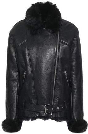 Shearling-lined Textured-leather Jacket