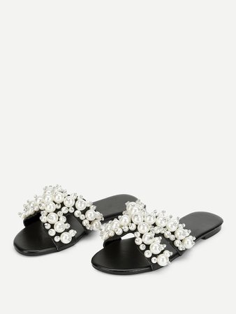 Faux Pearl Decorated Flat Slippers | SHEIN