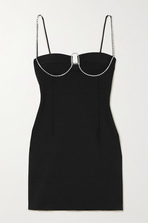Black Crystal-embellished cady mini dress | AREA | NET-A-PORTER