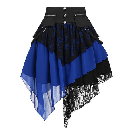 blue and black lace skirt