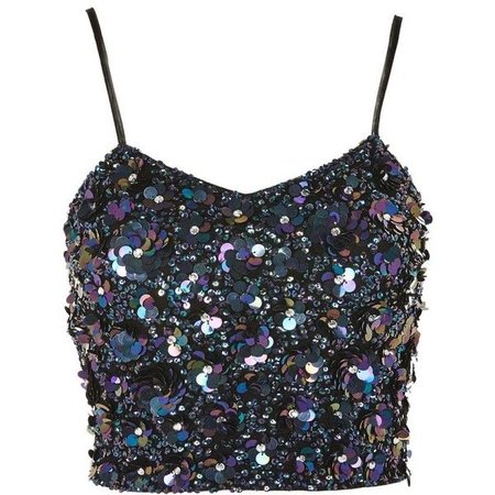 sequined spaghetti strap crop top