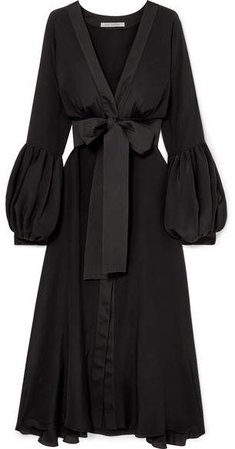 Silvia Tcherassi - Faraolillo Belted Silk-satin Midi Dress - Black