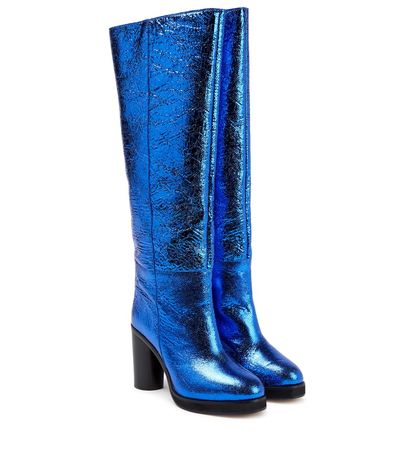 Isabel Marant - Lylene metallic leather knee-high boots | Mytheresa