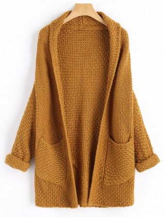 Curled Sleeve Batwing Open Front Cardigan