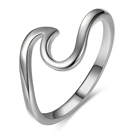 Amazon.com: Bamos Minimalism 925 Sterling Silver Opal Wave Ring for Girls Daily Wear: Jewelry