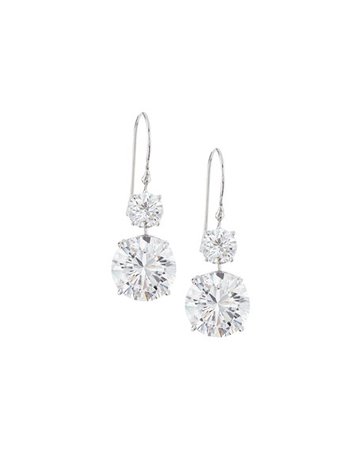 Fantasia by DeSerio 18k Gold-Plated CZ Double-Drop Earrings