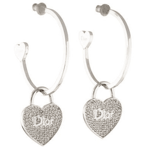 Convertible Crystal Heart Lock Hoop Earrings for $195.00 available on therealreal
