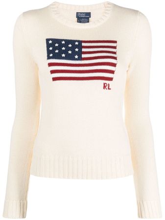 Polo Ralph Lauren flag-intarsia Cotton Jumper - Farfetch