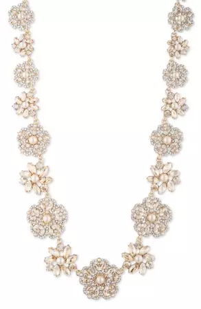 Marchesa Fresh Florals Crystal & Imitation Pearl Necklace | Nordstrom