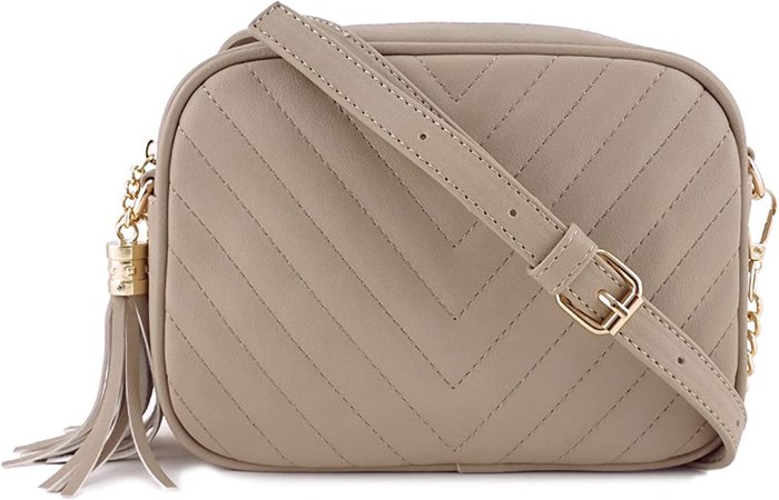 Amazon.com: Simple Shoulder Crossbody Bag With Metal Chain Strap And Tassel Top Zipper (Taupe) : Everything Else