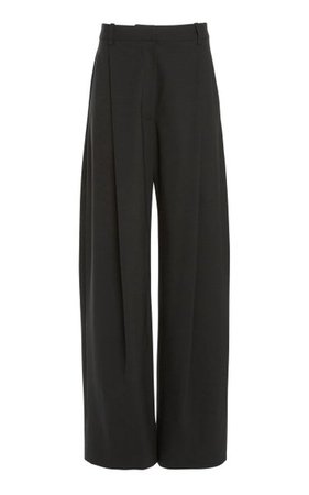 Pleated Light Wool Wide-Leg Pants By Victoria Beckham | Moda Operandi