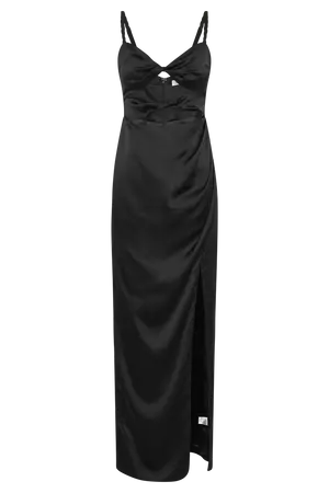 Cleo Satin Dress - Black - MESHKI