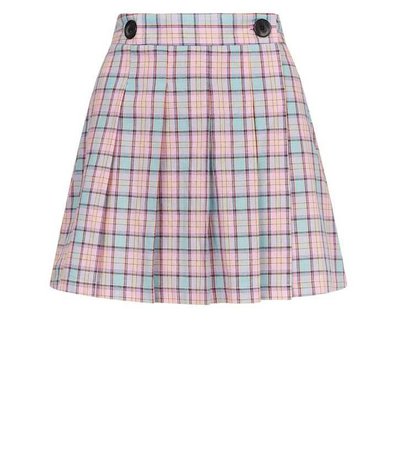 Cameo Rose Pink Check Pleated Mini Skirt | New Look
