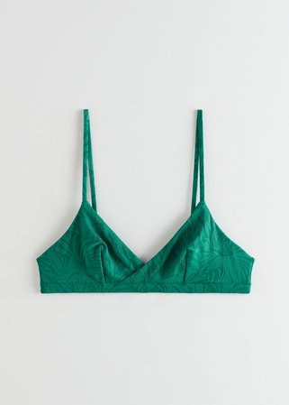 Jacquard Triangle Bikini Top - Green - Tops - & Other Stories
