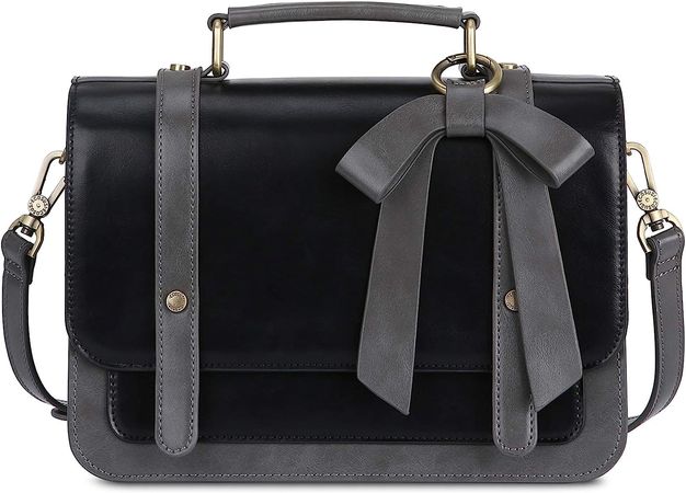 Amazon.com: ECOSUSI Small Crossbody Bags Vintage Satchel Work Bag Vegan Leather Shoulder Bag with Detachable Bow, Black : Clothing, Shoes & Jewelry