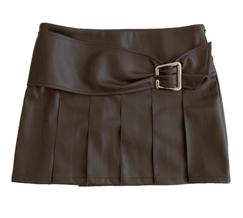 brown mini pleated skirt