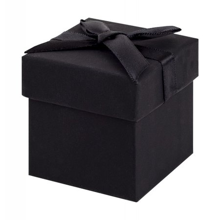 Black Earring Cube Gift Box with Black Ribbon Bow | Tiny Box Company