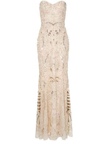 Shop white Zuhair Murad strapless beaded fishtail gown with Express Delivery - Farfetch