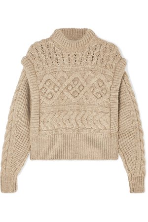 Isabel Marant | Milane cropped cable-knit merino wool sweater | NET-A-PORTER.COM