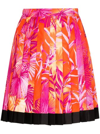 Versace Tropical Print Pleated Mini Skirt - Farfetch