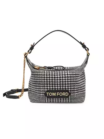 Shop TOM FORD Small Prince Of Wales Check Wool Shoulder Bag | Saks Fifth Avenue