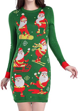 Amazon.com: v28 Ugly Christmas Sweater for Women Vintage Funny Merry Knit Sweaters Dress (XL, Bear Black): Clothing
