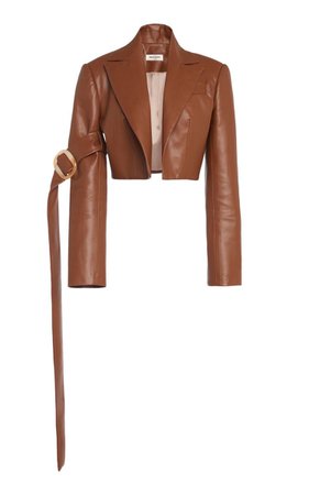 brown leather crop jacket