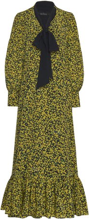 Floral-Patterned Georgette Midi Dress