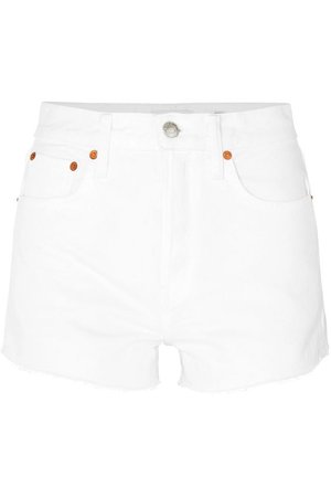 Solid & Striped | + RE/DONE The Hollywood frayed denim shorts | NET-A-PORTER.COM