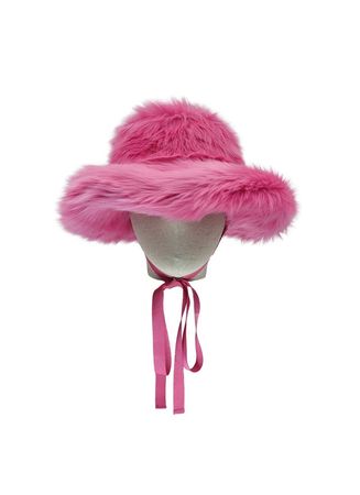Pink Eco Fur Bucket Hat - Qmillinery