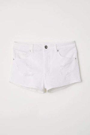 Twill Shorts High Waist - White