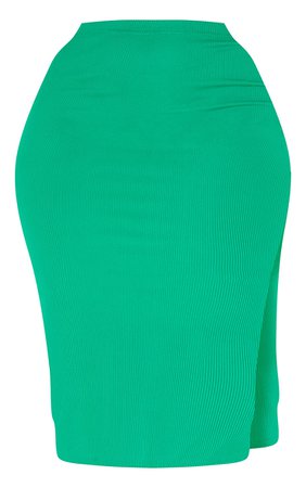 Plus Bright Green Rib Midi Skirt | PrettyLittleThing USA