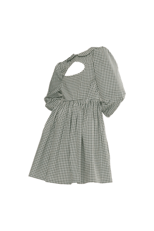 green and white gingham keyhole picnic cottage core fairycore dress linen vintage