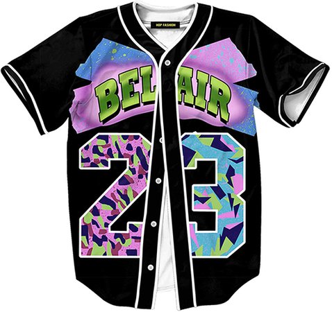 HOP FASHION Womens 90s Birthday Party Theme Baseball Jersey Short Sleeve Colorful 23 Print Dance Team Uniform Tops Shirt HOPM007-01-L at Amazon Men’s Clothing store