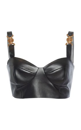 Cropped Leather Bustier Top By Versace | Moda Operandi